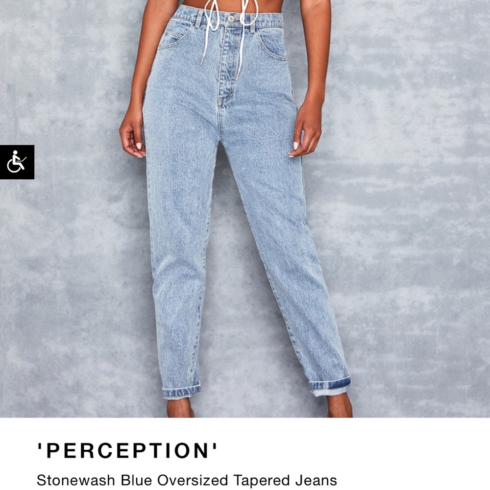 Mistress Rocks perception Stone wash a blue oversized taper jeans High waist